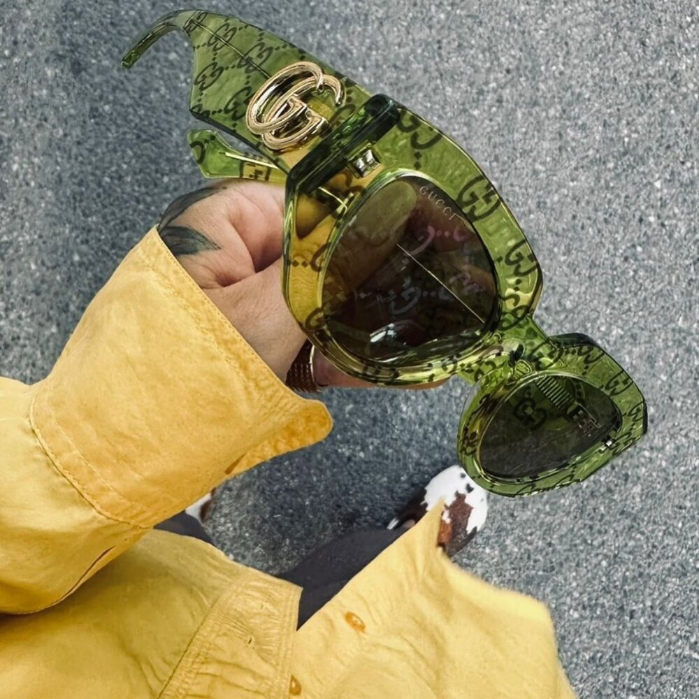 NWT Gucci GG1421S-007 Green 51mm Sunglasses - Picture 2 of 8